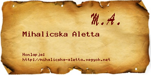 Mihalicska Aletta névjegykártya